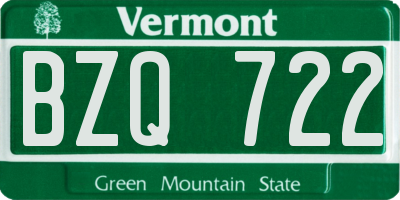 VT license plate BZQ722