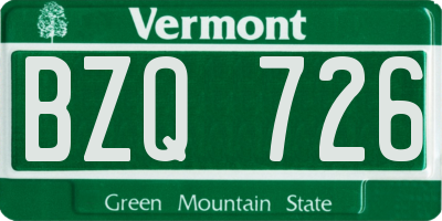VT license plate BZQ726