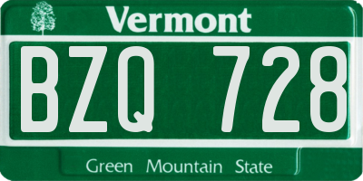 VT license plate BZQ728