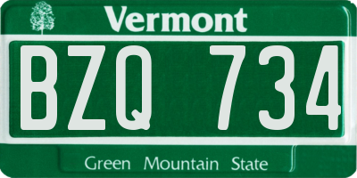 VT license plate BZQ734