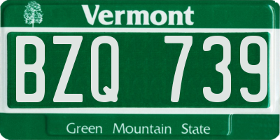 VT license plate BZQ739