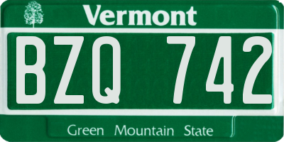 VT license plate BZQ742