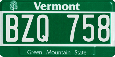 VT license plate BZQ758