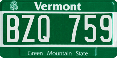VT license plate BZQ759