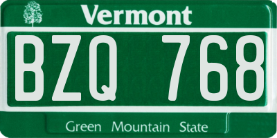VT license plate BZQ768