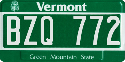 VT license plate BZQ772