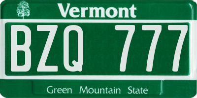 VT license plate BZQ777