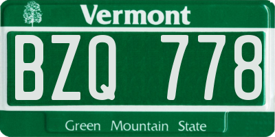 VT license plate BZQ778