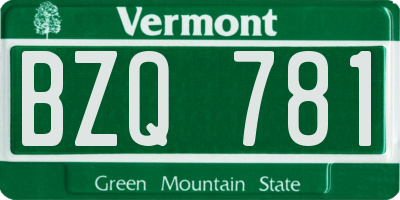 VT license plate BZQ781