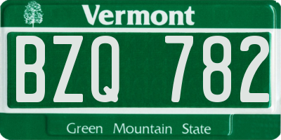 VT license plate BZQ782