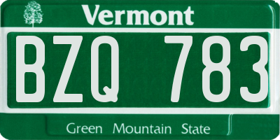 VT license plate BZQ783