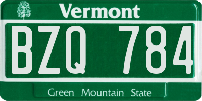 VT license plate BZQ784