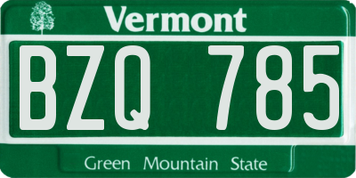 VT license plate BZQ785