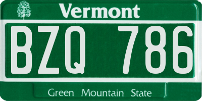 VT license plate BZQ786