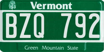 VT license plate BZQ792
