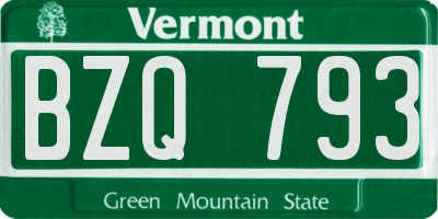 VT license plate BZQ793