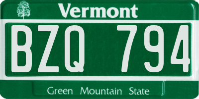 VT license plate BZQ794