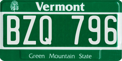 VT license plate BZQ796