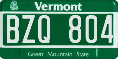 VT license plate BZQ804