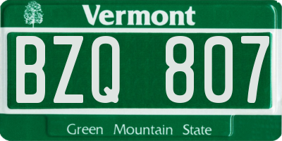 VT license plate BZQ807