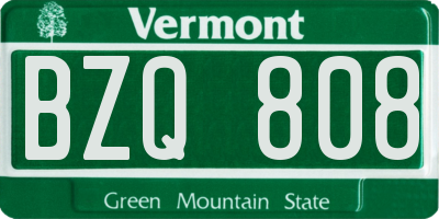 VT license plate BZQ808