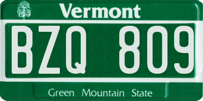 VT license plate BZQ809