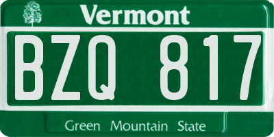 VT license plate BZQ817