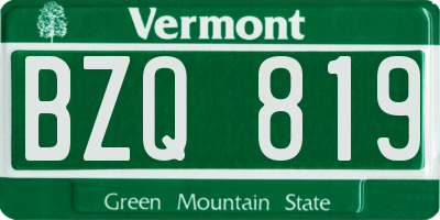 VT license plate BZQ819