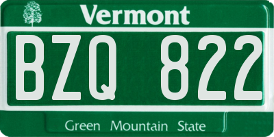 VT license plate BZQ822
