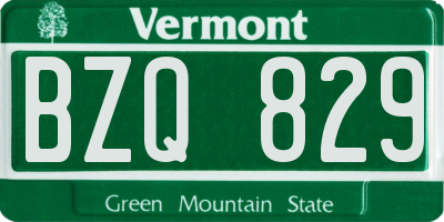 VT license plate BZQ829