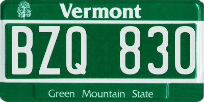 VT license plate BZQ830