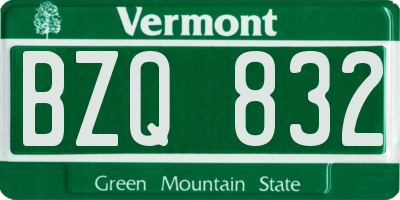 VT license plate BZQ832