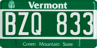 VT license plate BZQ833