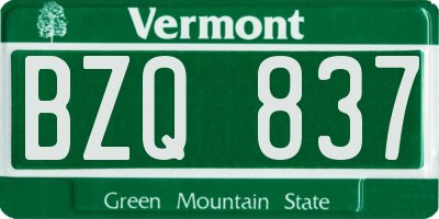 VT license plate BZQ837