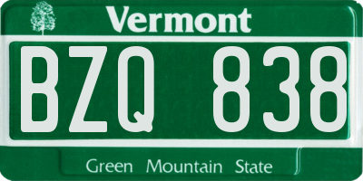 VT license plate BZQ838