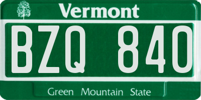 VT license plate BZQ840