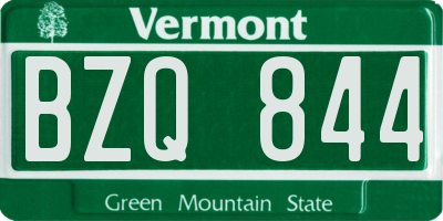 VT license plate BZQ844
