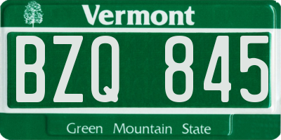 VT license plate BZQ845