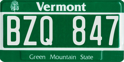 VT license plate BZQ847
