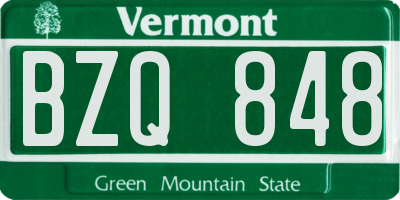 VT license plate BZQ848