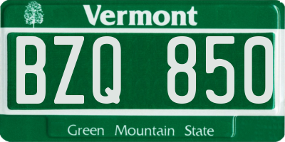 VT license plate BZQ850