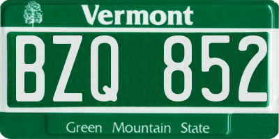 VT license plate BZQ852