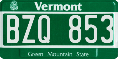 VT license plate BZQ853