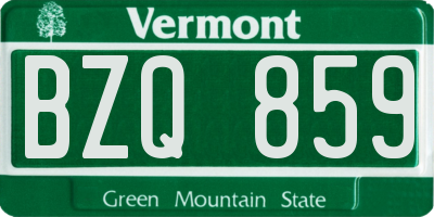 VT license plate BZQ859