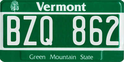 VT license plate BZQ862