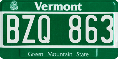 VT license plate BZQ863