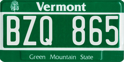 VT license plate BZQ865