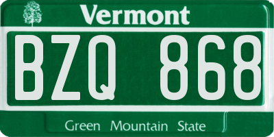 VT license plate BZQ868