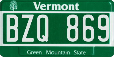 VT license plate BZQ869