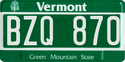 VT license plate BZQ870